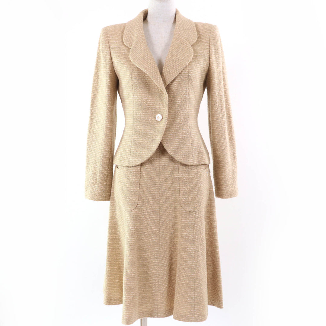 Great CHANEL two-piece set COCO Mark Tweed beige Women 38 02C P18870V10901