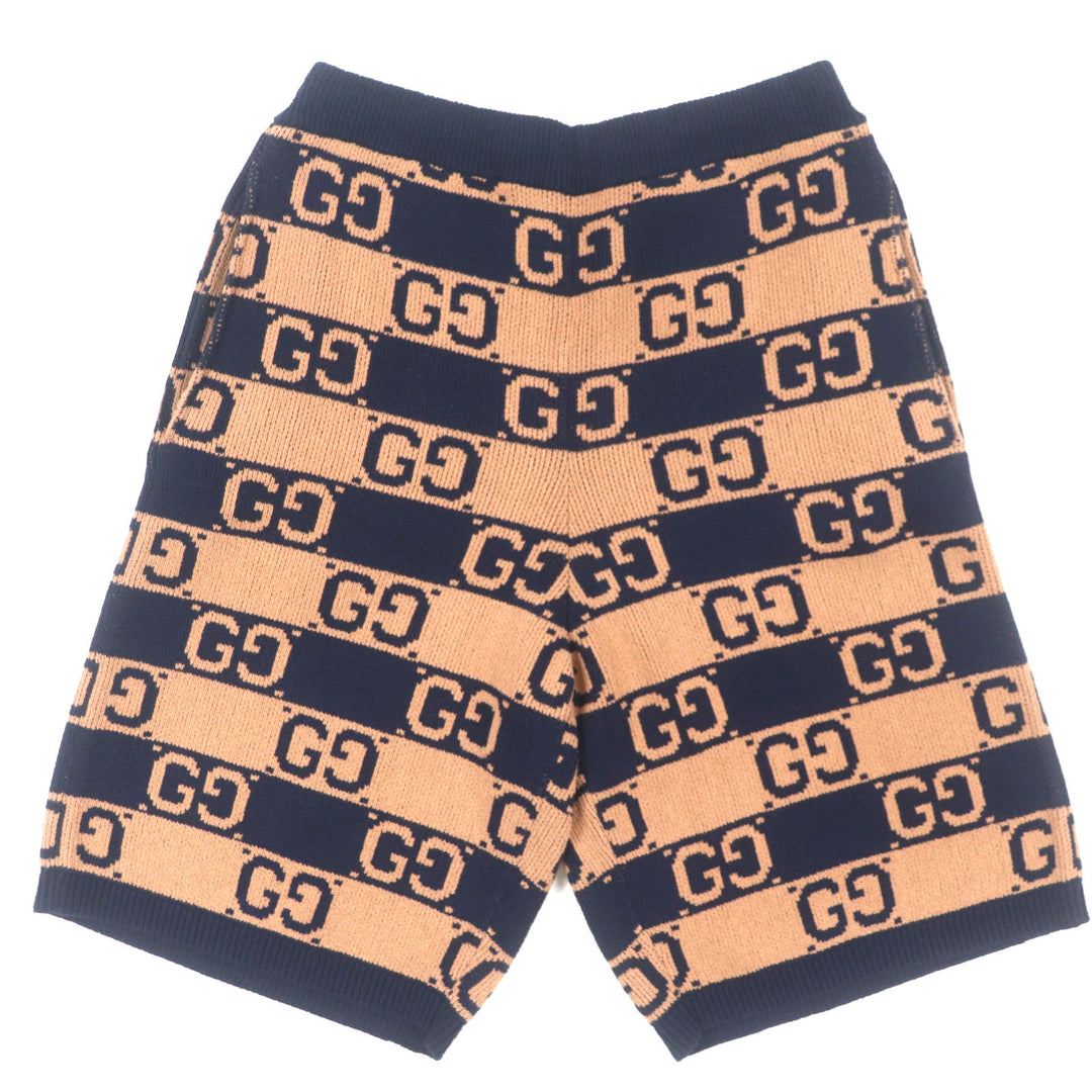 Excellent GUCCI Shorts GG cotton jacquard knit shorts Brown navy cotton mens S