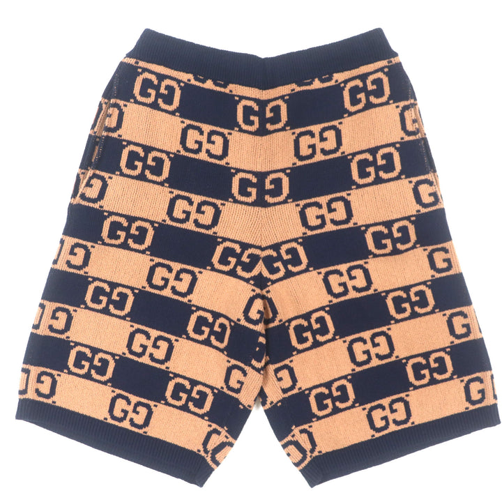 Excellent GUCCI Shorts GG cotton jacquard knit shorts Brown navy cotton mens S