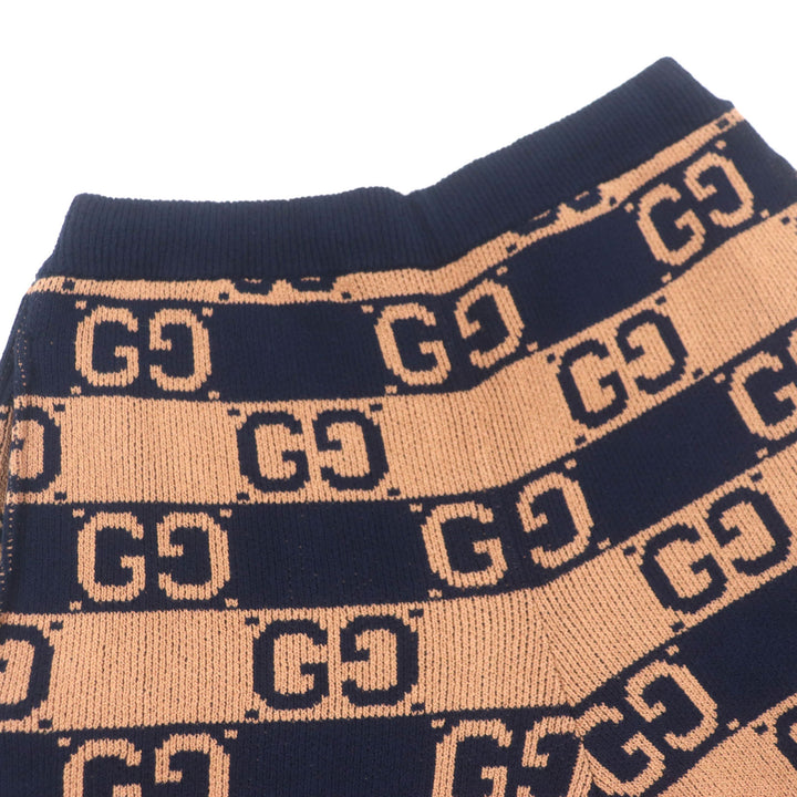 Excellent GUCCI Shorts GG cotton jacquard knit shorts Brown navy cotton mens S