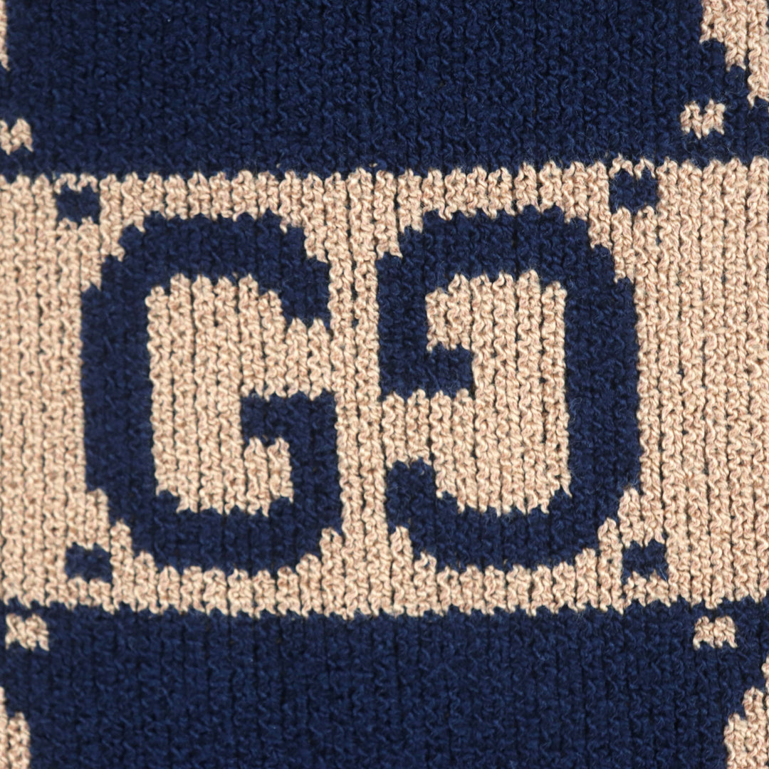 Excellent GUCCI Shorts GG cotton jacquard knit shorts Brown navy cotton mens S