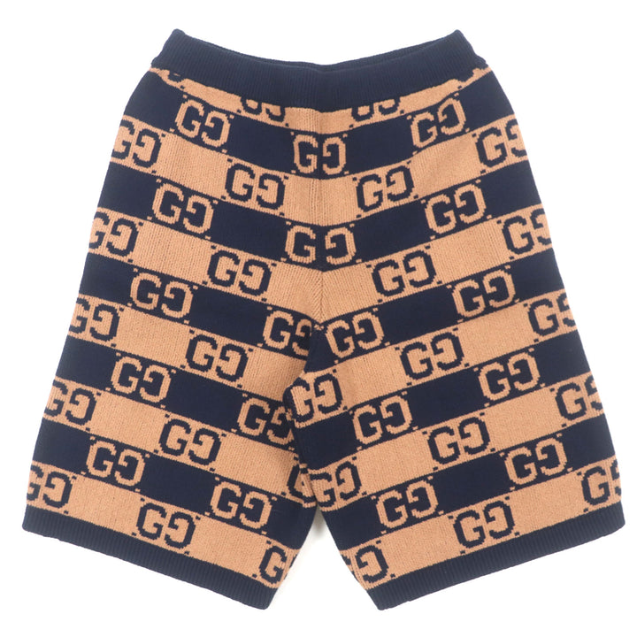 Excellent GUCCI Shorts GG cotton jacquard knit shorts Brown navy cotton mens S