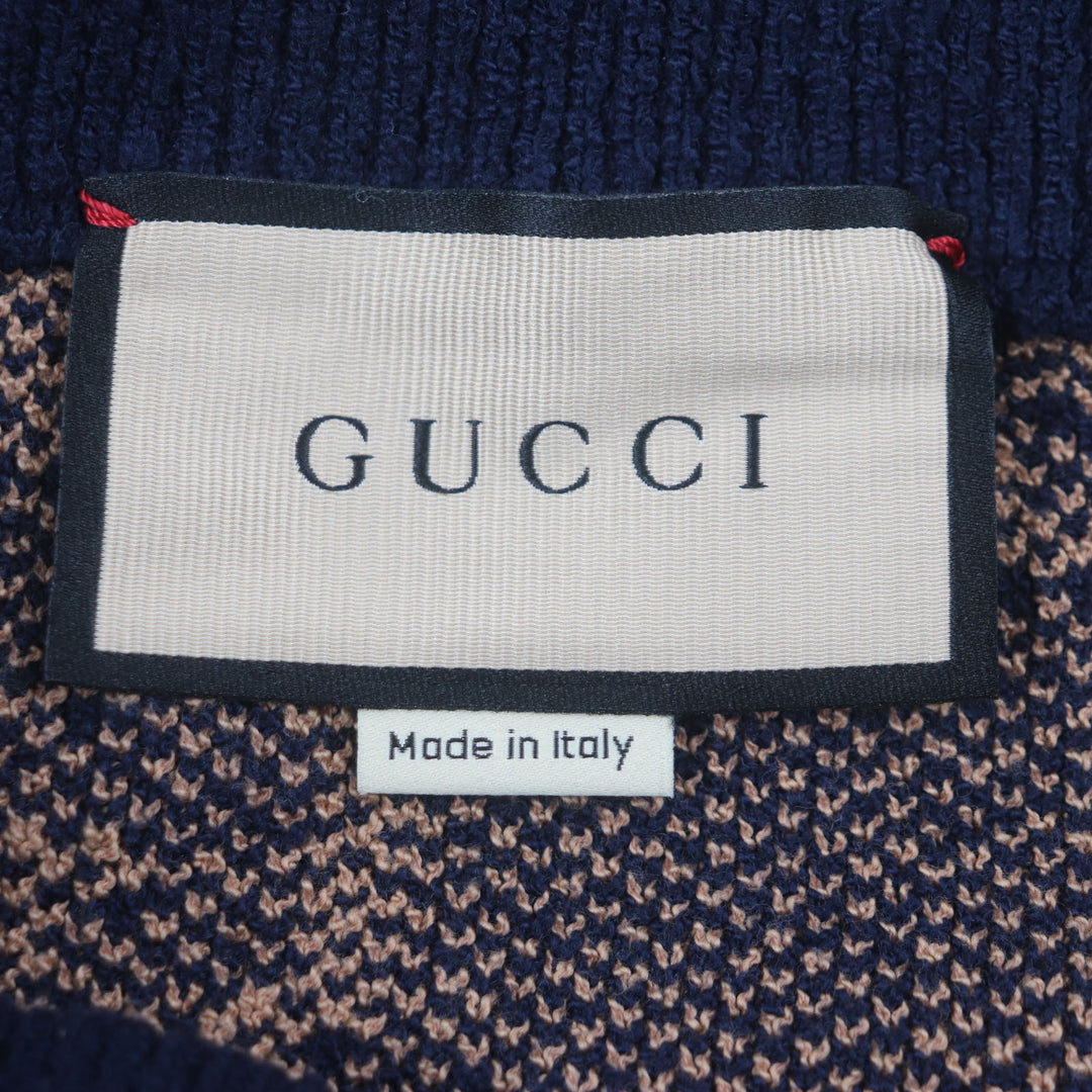 Excellent GUCCI Shorts GG cotton jacquard knit shorts Brown navy cotton mens S
