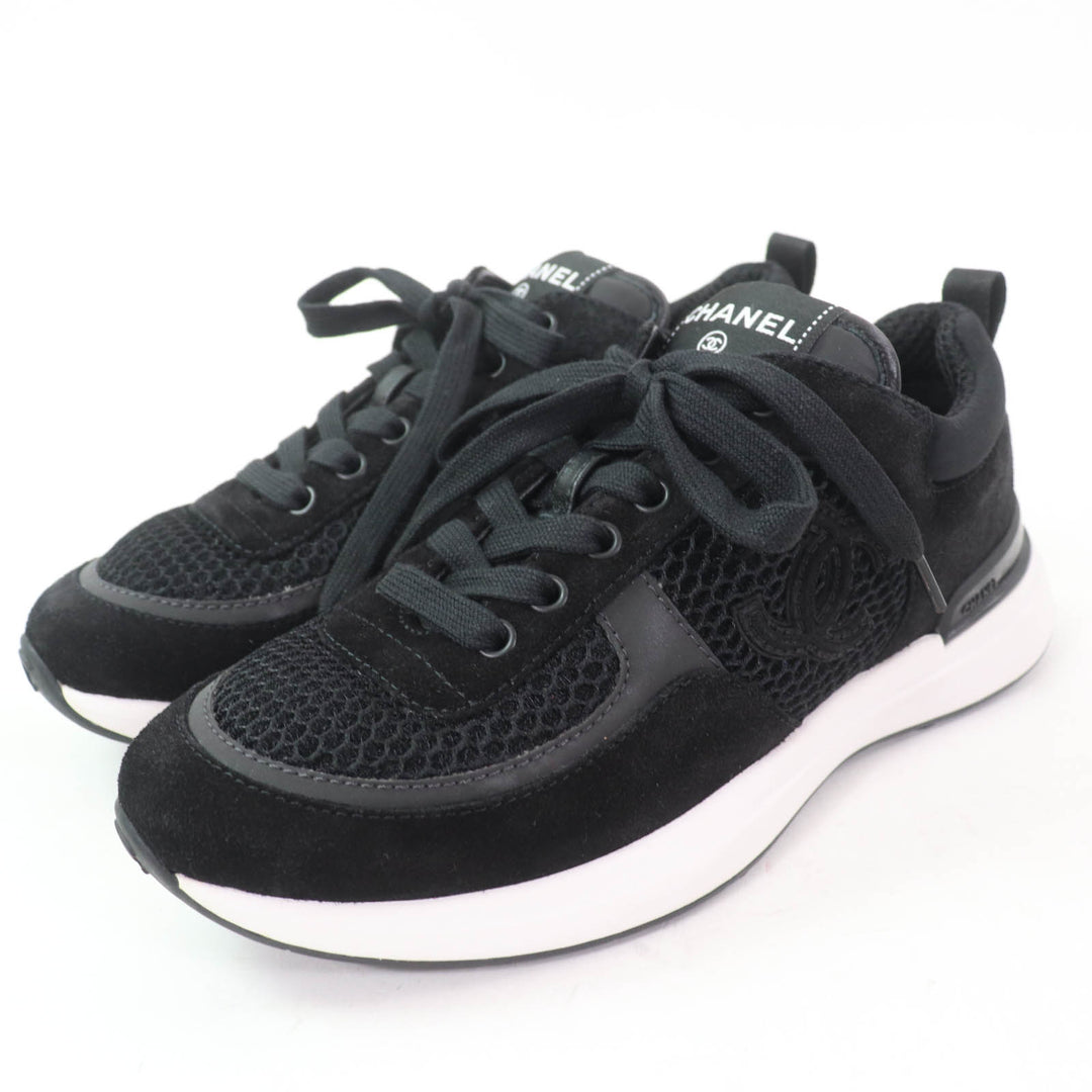 CHANEL Low cut sneakers COCO Mark COCO Button black Women 36 22P G38800