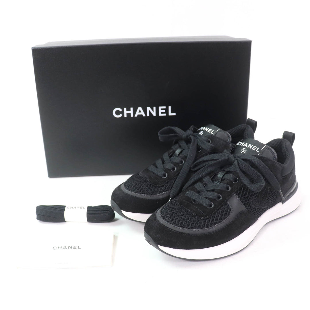 CHANEL Low cut sneakers COCO Mark COCO Button black Women 36 22P G38800