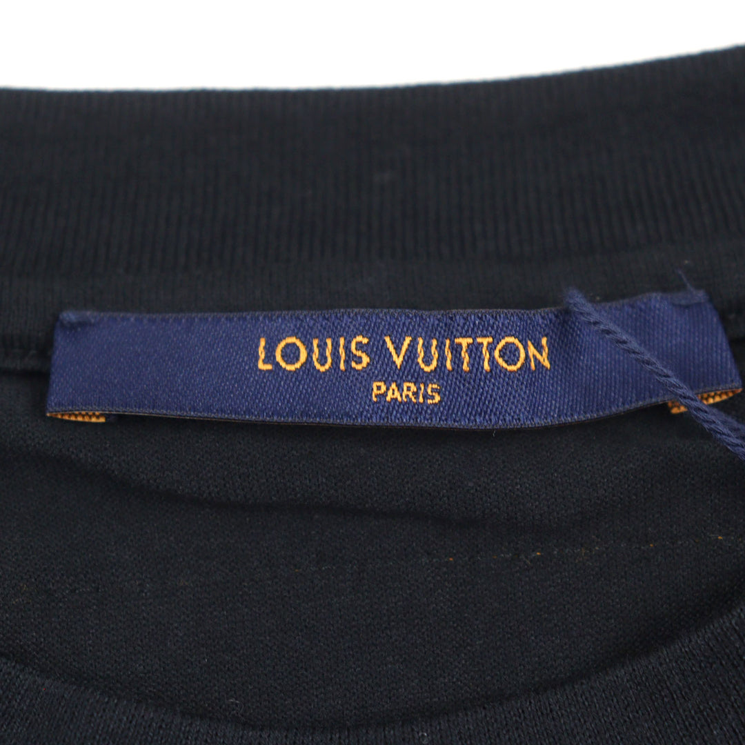 Pristine LOUIS VUITTON Short sleeve T-shirt Black White cotton mens S HOY10W