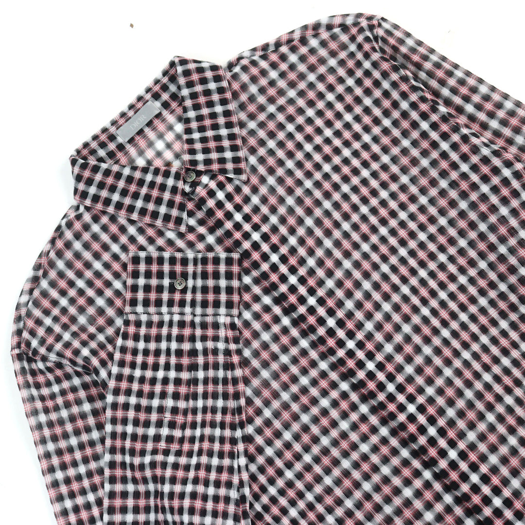 Excellent DIOR Long sleeve shirt pink black white cotton mens 38 293C516A5571