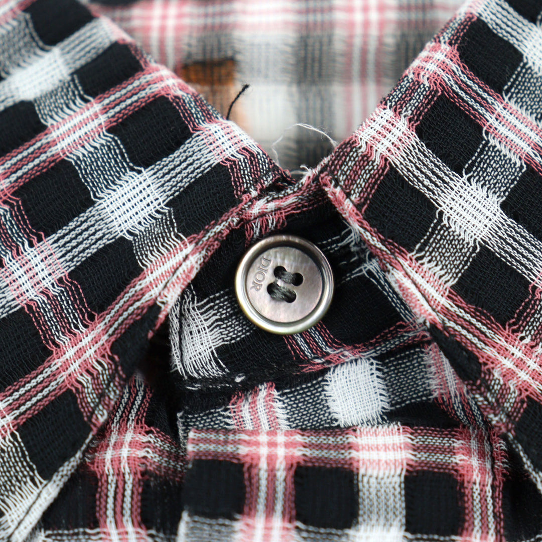 Excellent DIOR Long sleeve shirt pink black white cotton mens 38 293C516A5571