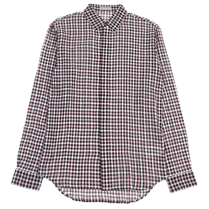 Excellent DIOR Long sleeve shirt pink black white cotton mens 38 293C516A5571