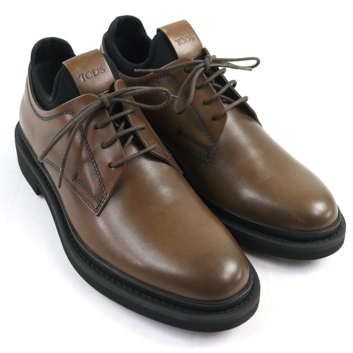 Pristine TOD’S Leather shoes ALL.NEOPRENE URBAN Brown leather mens 5