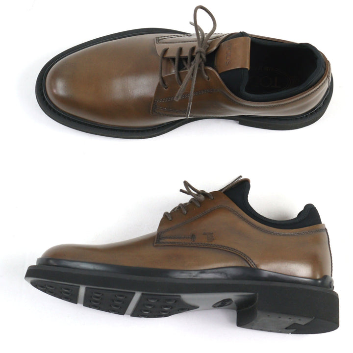 Pristine TOD’S Leather shoes ALL.NEOPRENE URBAN Brown leather mens 5