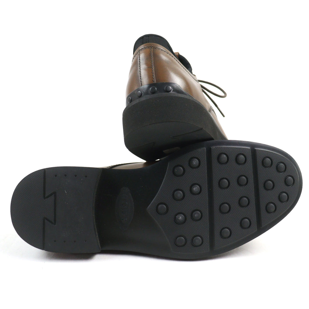 Pristine TOD’S Leather shoes ALL.NEOPRENE URBAN Brown leather mens 5