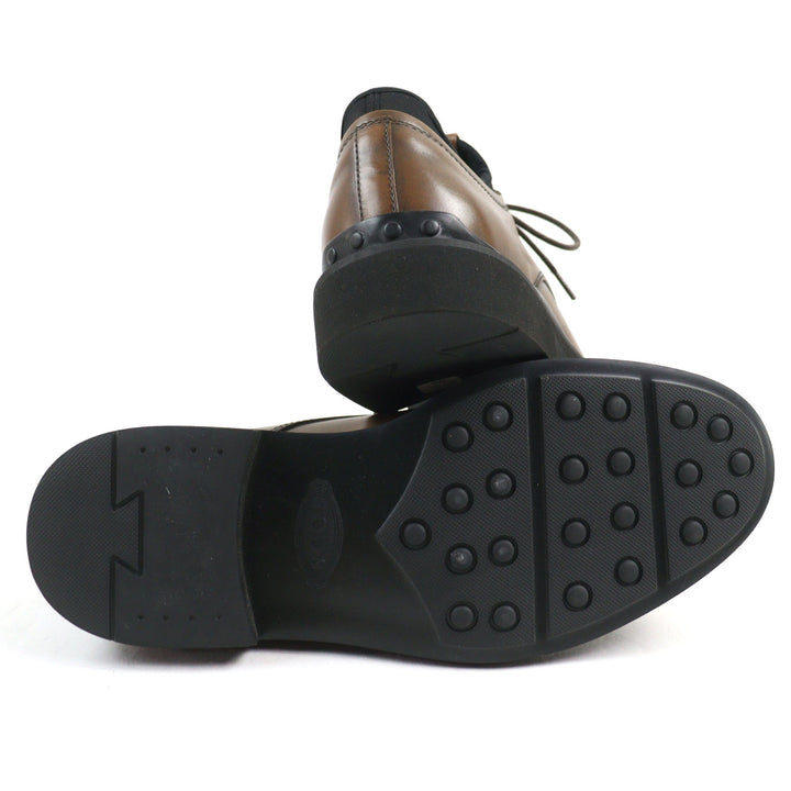Pristine TOD’S Leather shoes ALL.NEOPRENE URBAN Brown leather mens 5