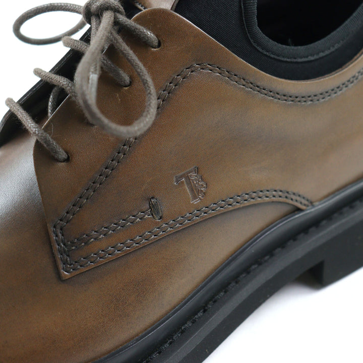Pristine TOD’S Leather shoes ALL.NEOPRENE URBAN Brown leather mens 5