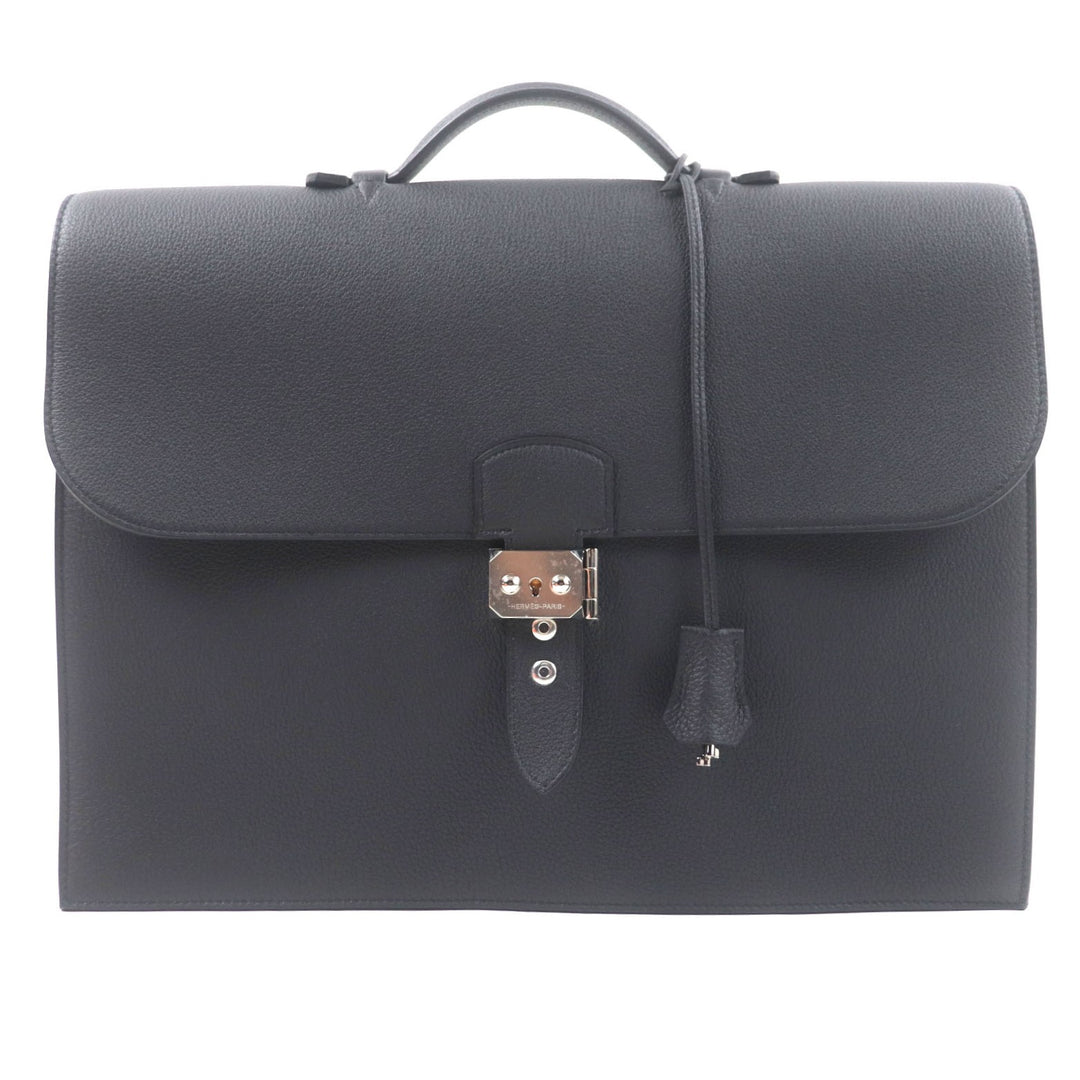 Pristine HERMES Briefcase Sac Adepeche 38 black Togo Leather mens