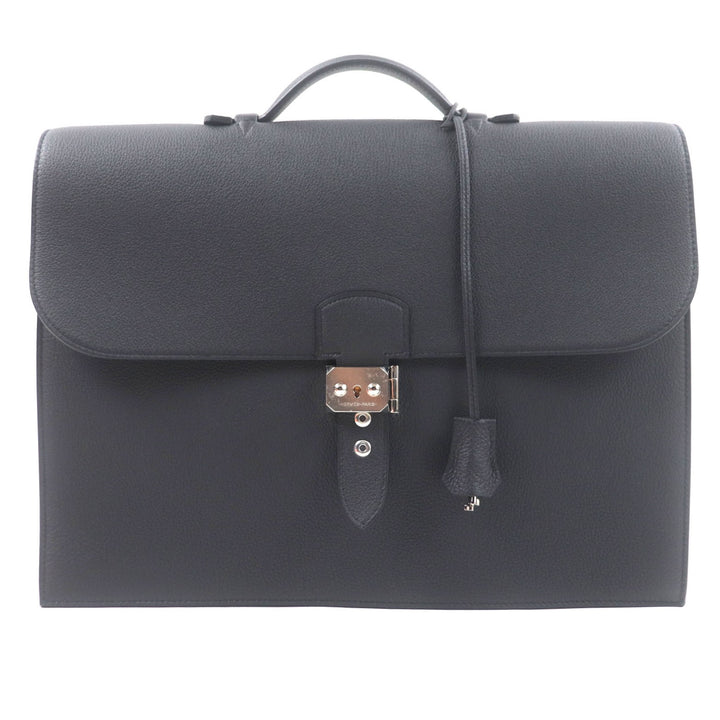 Pristine HERMES Briefcase Sac Adepeche 38 black Togo Leather mens