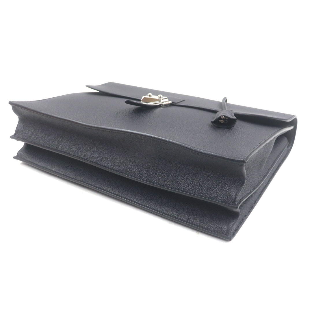 Pristine HERMES Briefcase Sac Adepeche 38 black Togo Leather mens