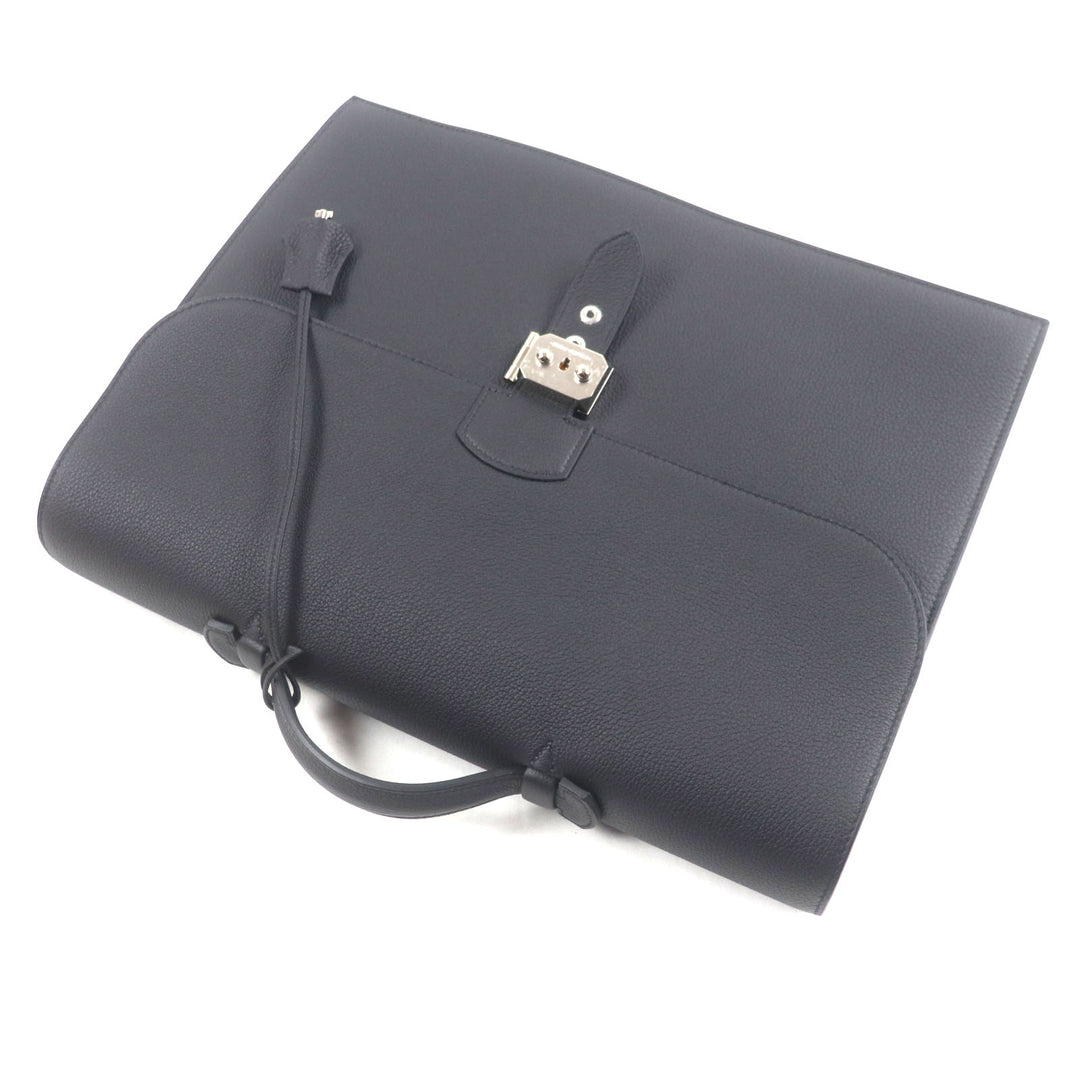 Pristine HERMES Briefcase Sac Adepeche 38 black Togo Leather mens