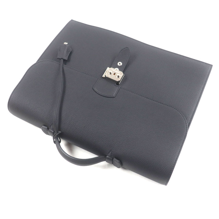 Pristine HERMES Briefcase Sac Adepeche 38 black Togo Leather mens