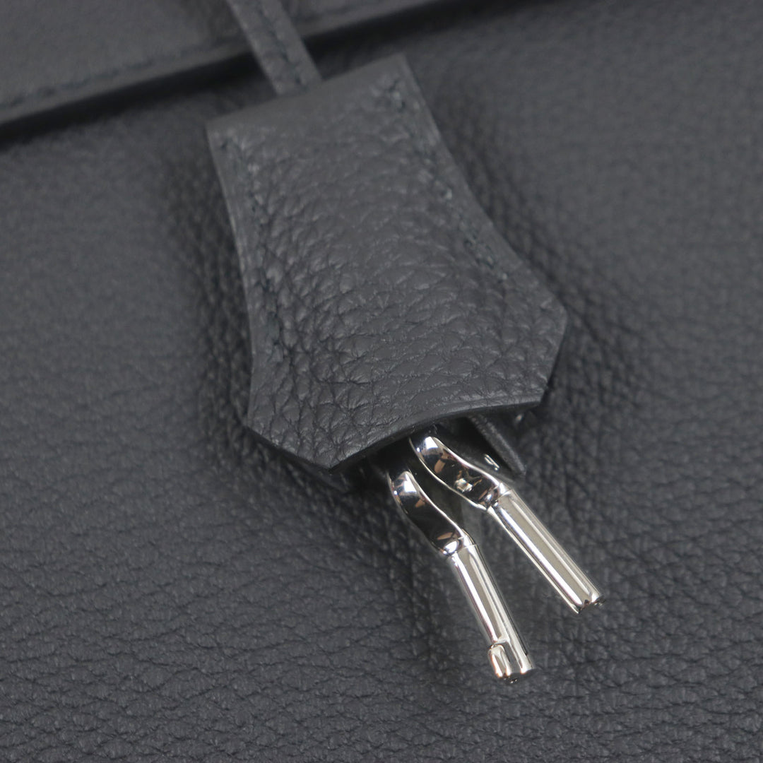 Pristine HERMES Briefcase Sac Adepeche 38 black Togo Leather mens