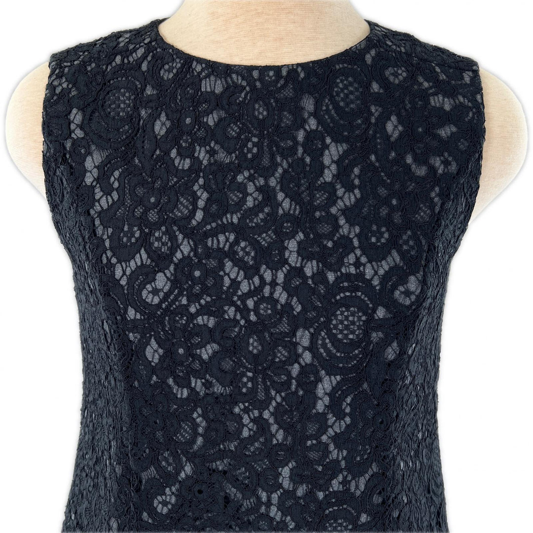 Excellent FOXEY one piece Floral print all-lace sleeveless black wool Women 38