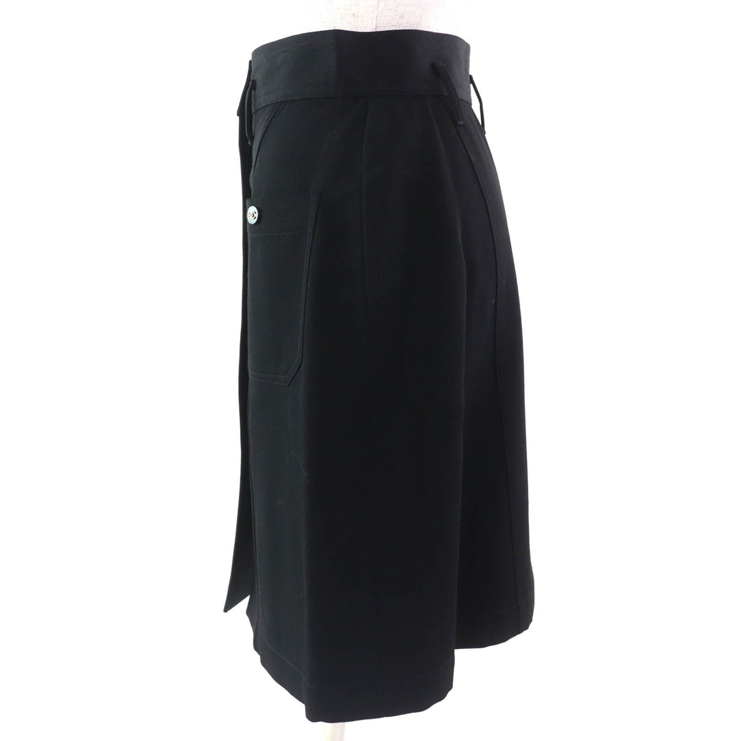 Excellent CHANEL Tight Skirt COCO Mark Button COCO Button black wool Women 36 P04919