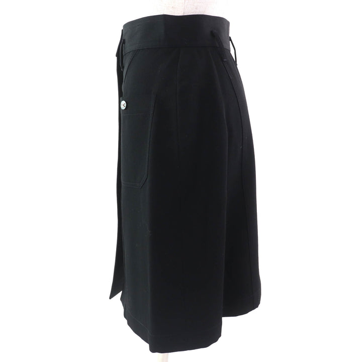 Excellent CHANEL Tight Skirt COCO Mark Button COCO Button black wool Women 36 P04919