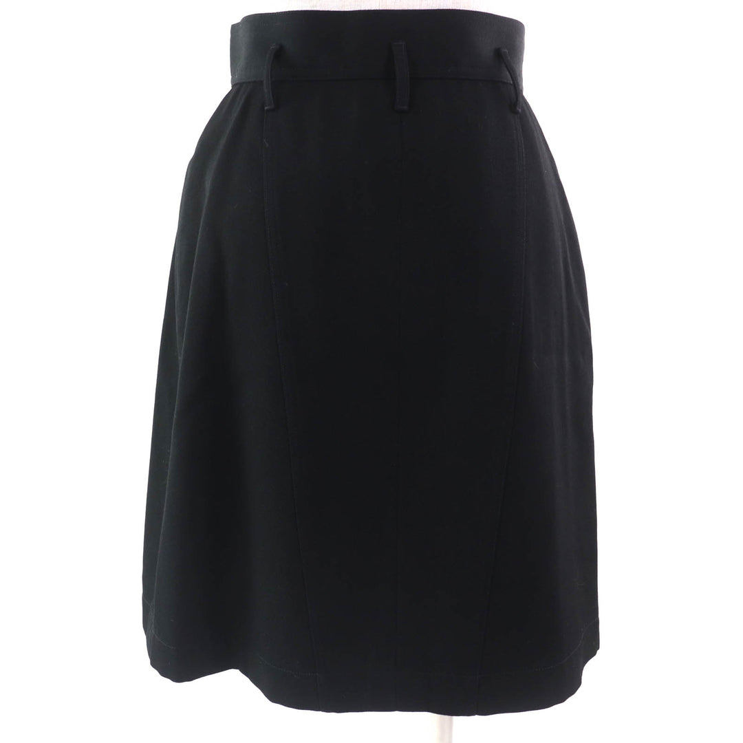 Excellent CHANEL Tight Skirt COCO Mark Button COCO Button black wool Women 36 P04919
