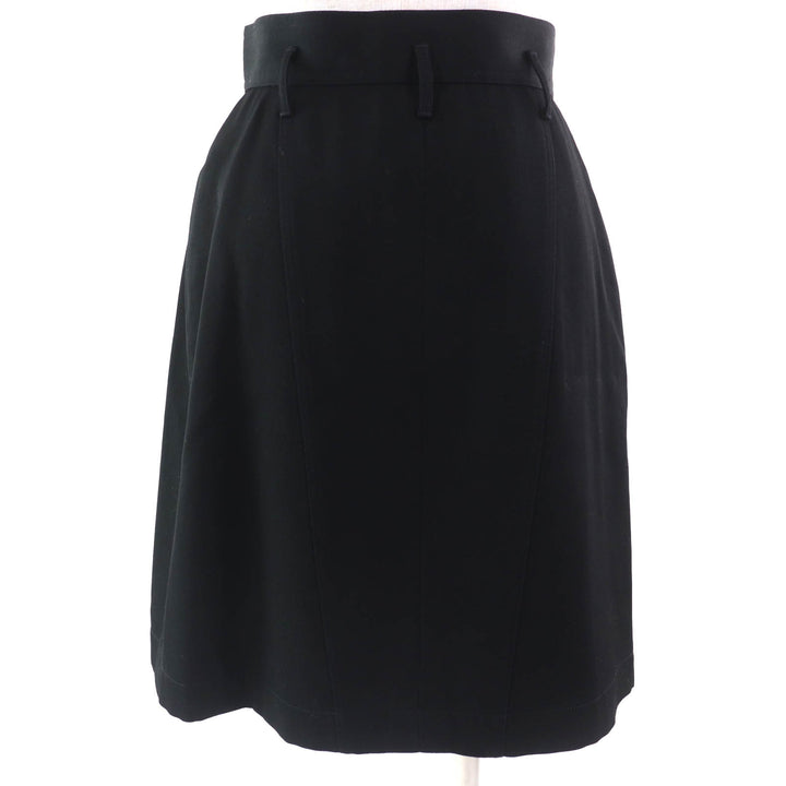 Excellent CHANEL Tight Skirt COCO Mark Button COCO Button black wool Women 36 P04919