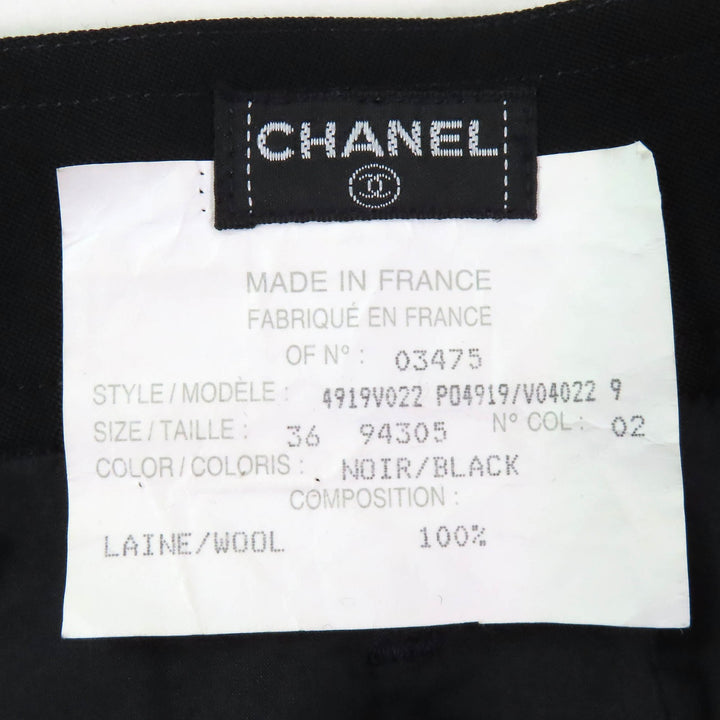 Excellent CHANEL Tight Skirt COCO Mark Button COCO Button black wool Women 36 P04919