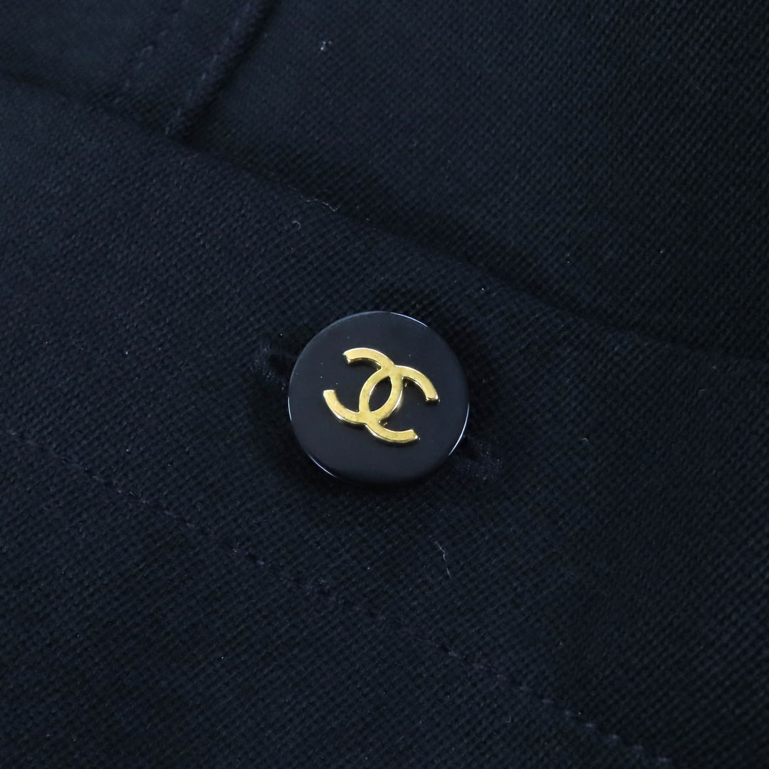 Excellent CHANEL Tight Skirt COCO Mark Button COCO Button black wool Women 36 P04919