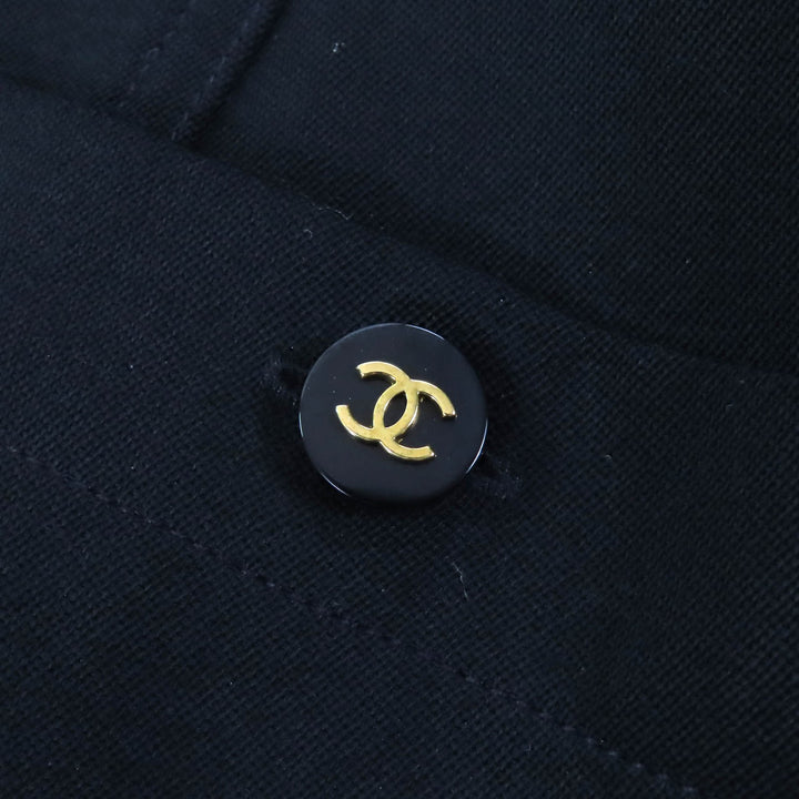 Excellent CHANEL Tight Skirt COCO Mark Button COCO Button black wool Women 36 P04919