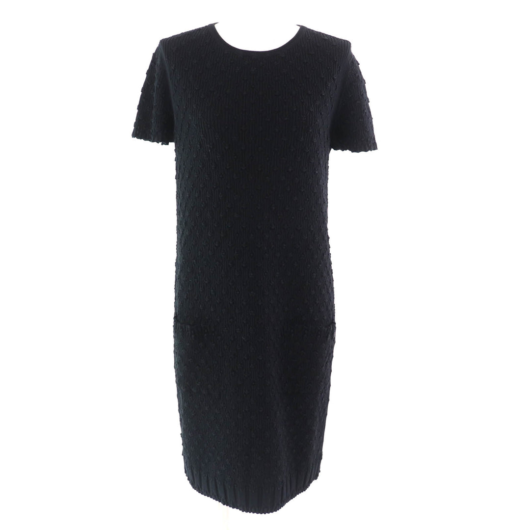 Great CHANEL one piece COCO MarkMetal All-Woven Pattern Short Sleeve Knit 42