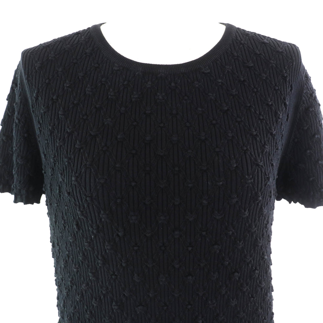 Great CHANEL one piece COCO MarkMetal All-Woven Pattern Short Sleeve Knit 42