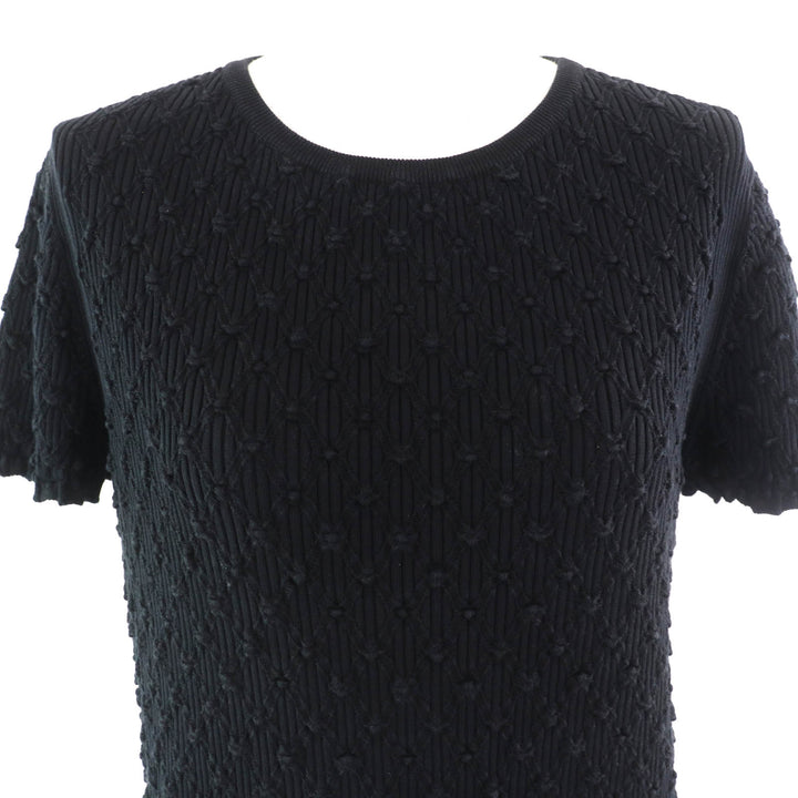 Great CHANEL one piece COCO MarkMetal All-Woven Pattern Short Sleeve Knit 42