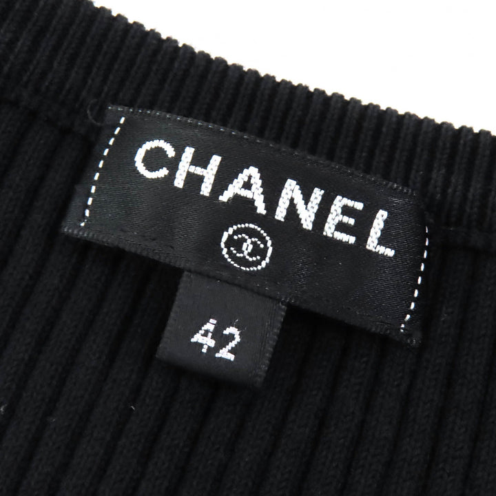 Great CHANEL one piece COCO MarkMetal All-Woven Pattern Short Sleeve Knit 42
