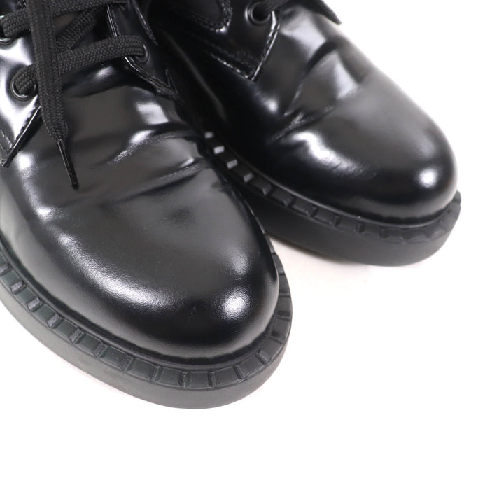 Great PRADA short boots Re-Nylon triangle logo brushed leather black 37 1T782M