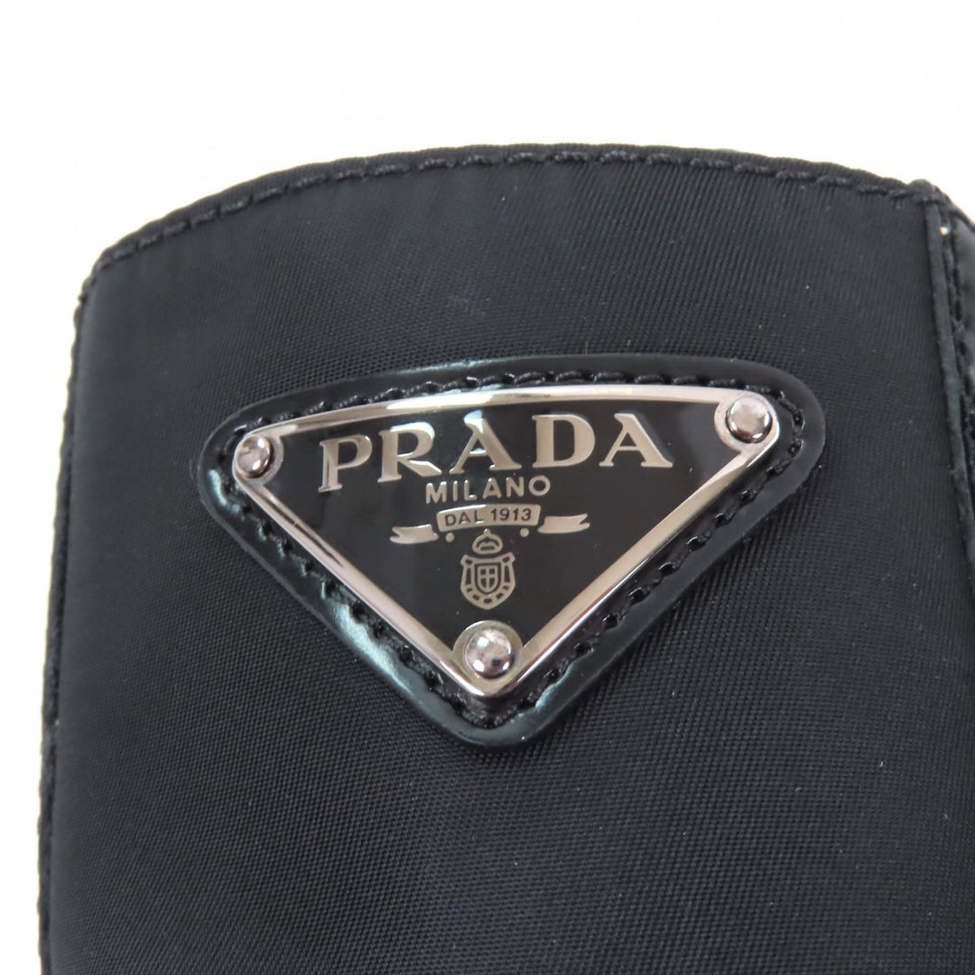 Great PRADA short boots Re-Nylon triangle logo brushed leather black 37 1T782M