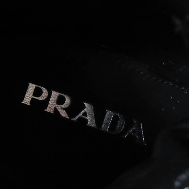 Great PRADA short boots Re-Nylon triangle logo brushed leather black 37 1T782M