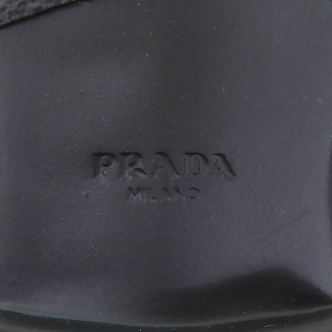 Great PRADA short boots Re-Nylon triangle logo brushed leather black 37 1T782M
