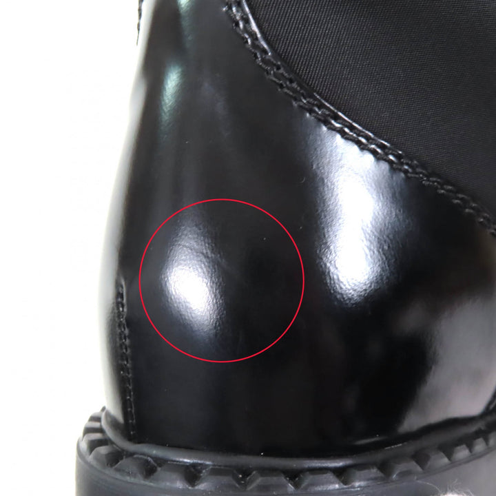 Great PRADA short boots Re-Nylon triangle logo brushed leather black 37 1T782M