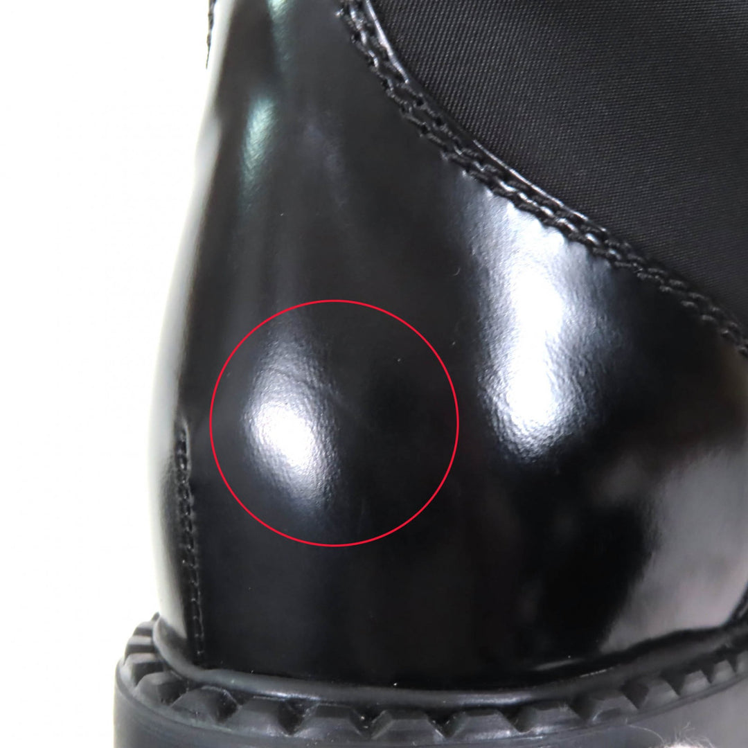 Great PRADA short boots Re-Nylon triangle logo brushed leather black 37 1T782M