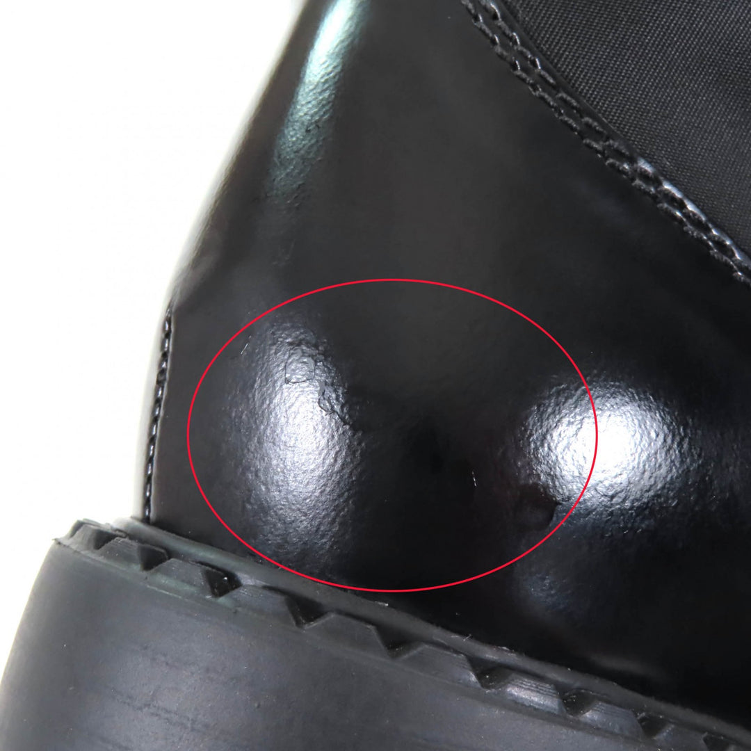 Great PRADA short boots Re-Nylon triangle logo brushed leather black 37 1T782M