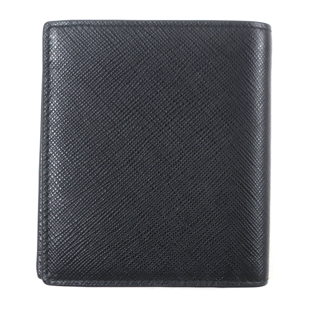 Excellent PRADA Bifold Wallet Black green Safiano leather mens 2MO004