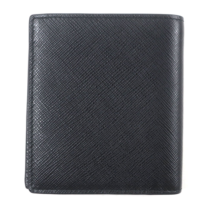 Excellent PRADA Bifold Wallet Black green Safiano leather mens 2MO004