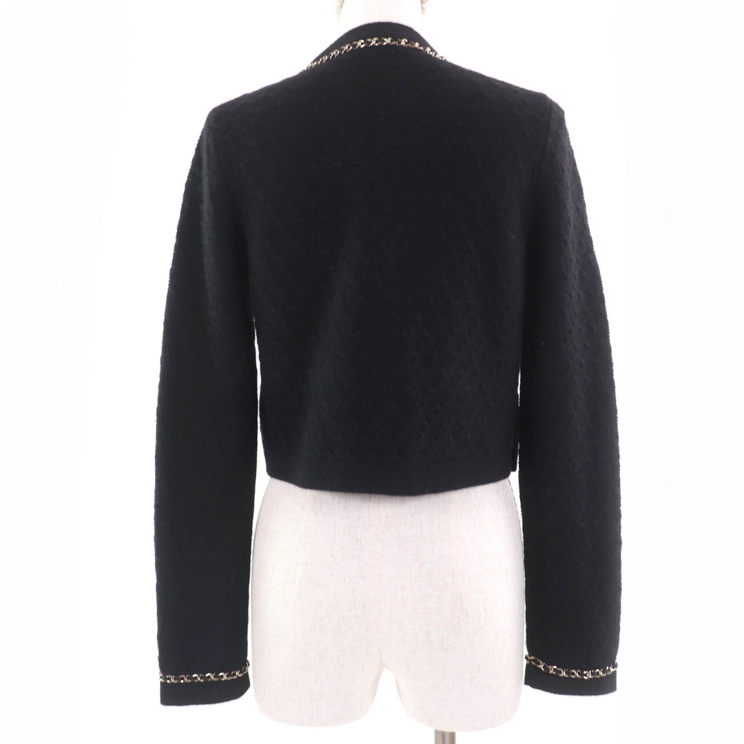 Excellent CHANEL Jacket COCO Mark Button Knit black cashmere Women 34 P7524K10893