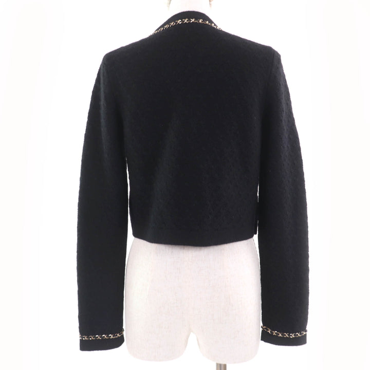 Excellent CHANEL Jacket COCO Mark Button Knit black cashmere Women 34 P7524K10893