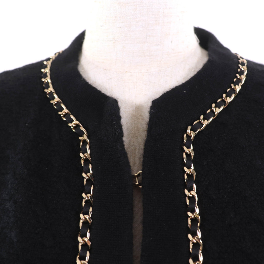 Excellent CHANEL Jacket COCO Mark Button Knit black cashmere Women 34 P7524K10893