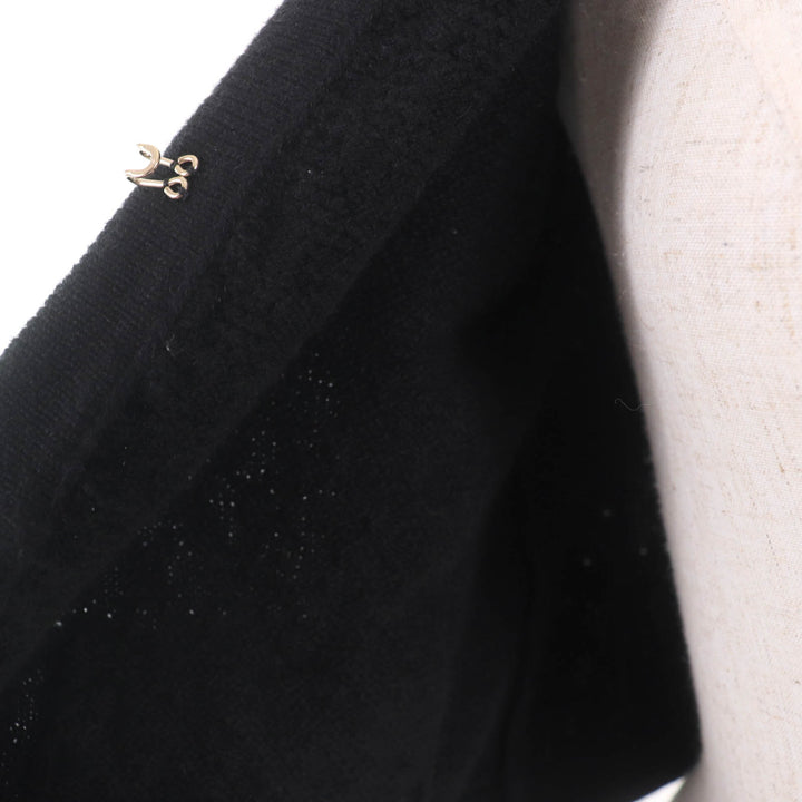 Excellent CHANEL Jacket COCO Mark Button Knit black cashmere Women 34 P7524K10893