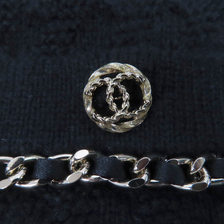 Excellent CHANEL Jacket COCO Mark Button Knit black cashmere Women 34 P7524K10893